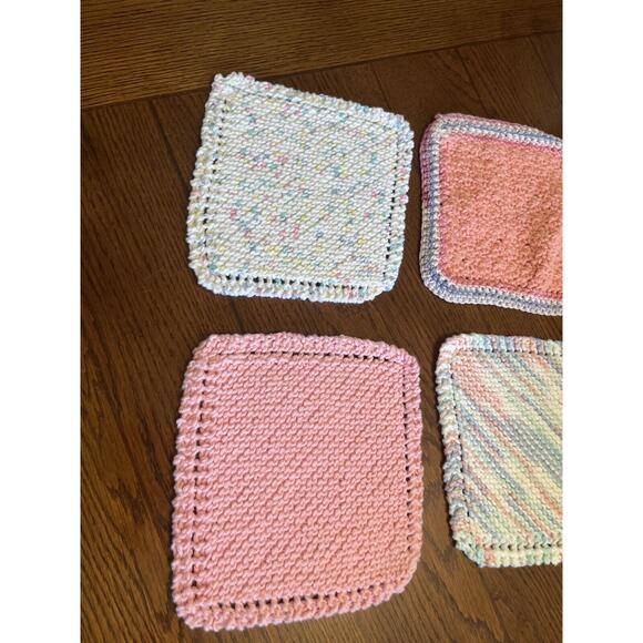 Set Of 6 Handmade Pot Holders Hot Pads Pastel Crochet Knitted - Picture 3 of 5